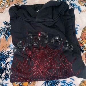 Red and Black OG Rhinestone Spider Hoodie